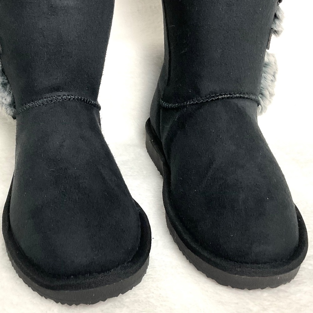 HStylish Black  Slip On Calf High Fur-Lined Waterproof Winter Snow Boot - Picture 4 of 15